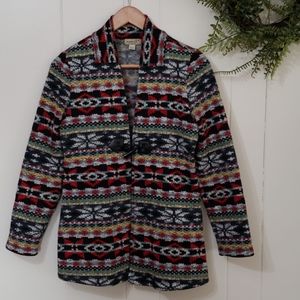 One World Cardigan Women's L/XL Western Southwestern Equestrian Aztec Milea EUC